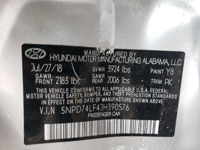 Photo 9 VIN: 5NPD74LF4JH390576 - HYUNDAI ELANTRA SE 