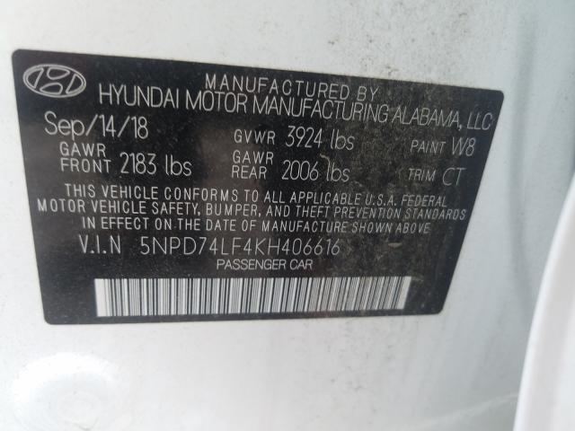 Photo 9 VIN: 5NPD74LF4KH406616 - HYUNDAI ELANTRA SE 