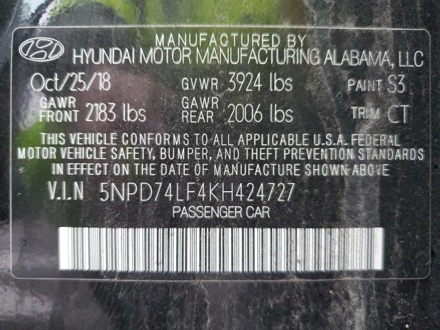 Photo 12 VIN: 5NPD74LF4KH424727 - HYUNDAI ELANTRA SE 