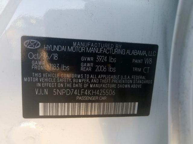 Photo 9 VIN: 5NPD74LF4KH425506 - HYUNDAI ELANTRA SE 