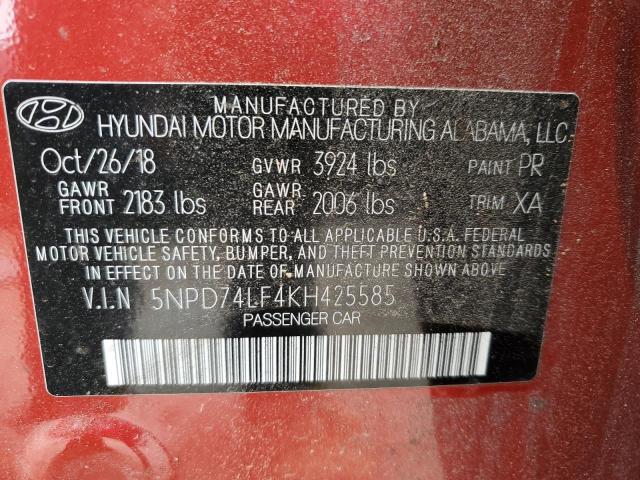 Photo 11 VIN: 5NPD74LF4KH425585 - HYUNDAI ELANTRA 