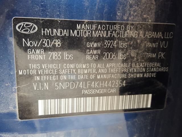 Photo 9 VIN: 5NPD74LF4KH442354 - HYUNDAI ELANTRA SE 