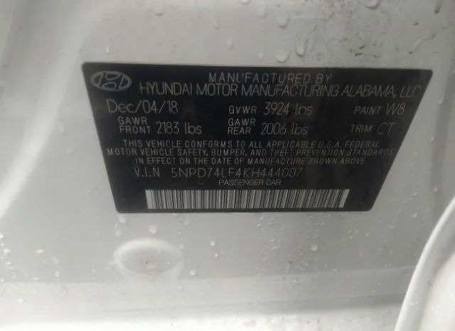 Photo 8 VIN: 5NPD74LF4KH444007 - HYUNDAI ELANTRA 