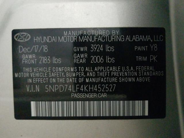 Photo 9 VIN: 5NPD74LF4KH452527 - HYUNDAI ELANTRA SE 