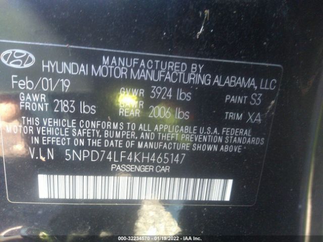 Photo 8 VIN: 5NPD74LF4KH465147 - HYUNDAI ELANTRA 