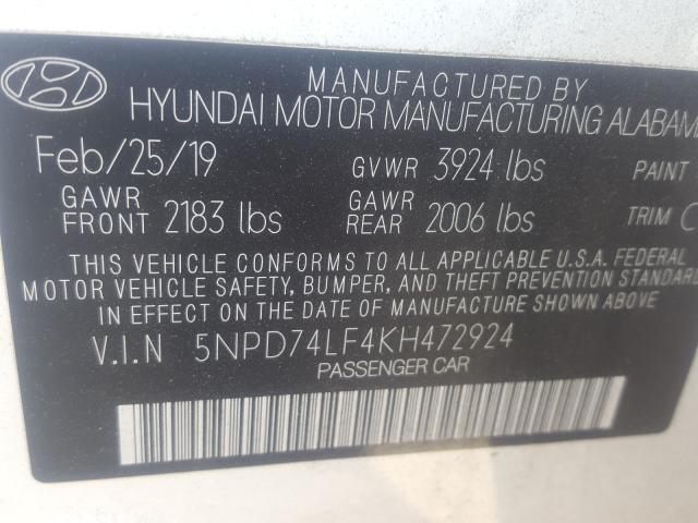 Photo 9 VIN: 5NPD74LF4KH472924 - HYUNDAI ELANTRA SE 