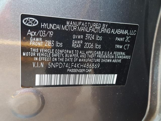 Photo 9 VIN: 5NPD74LF4KH486869 - HYUNDAI ELANTRA SE 