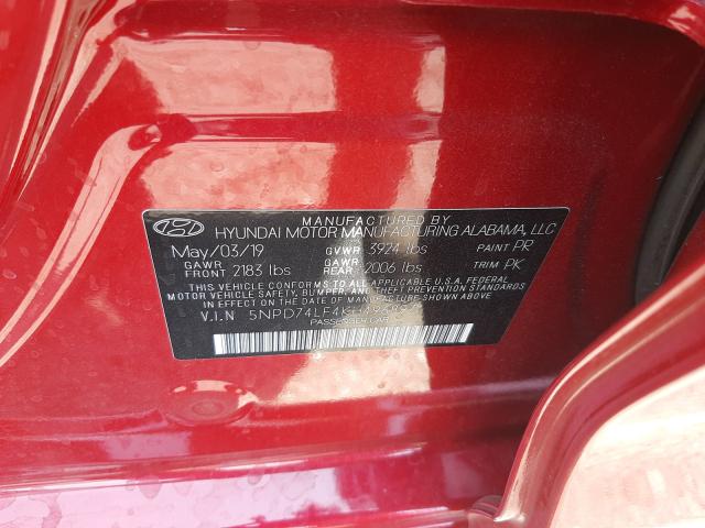 Photo 9 VIN: 5NPD74LF4KH496897 - HYUNDAI ELANTRA SE 