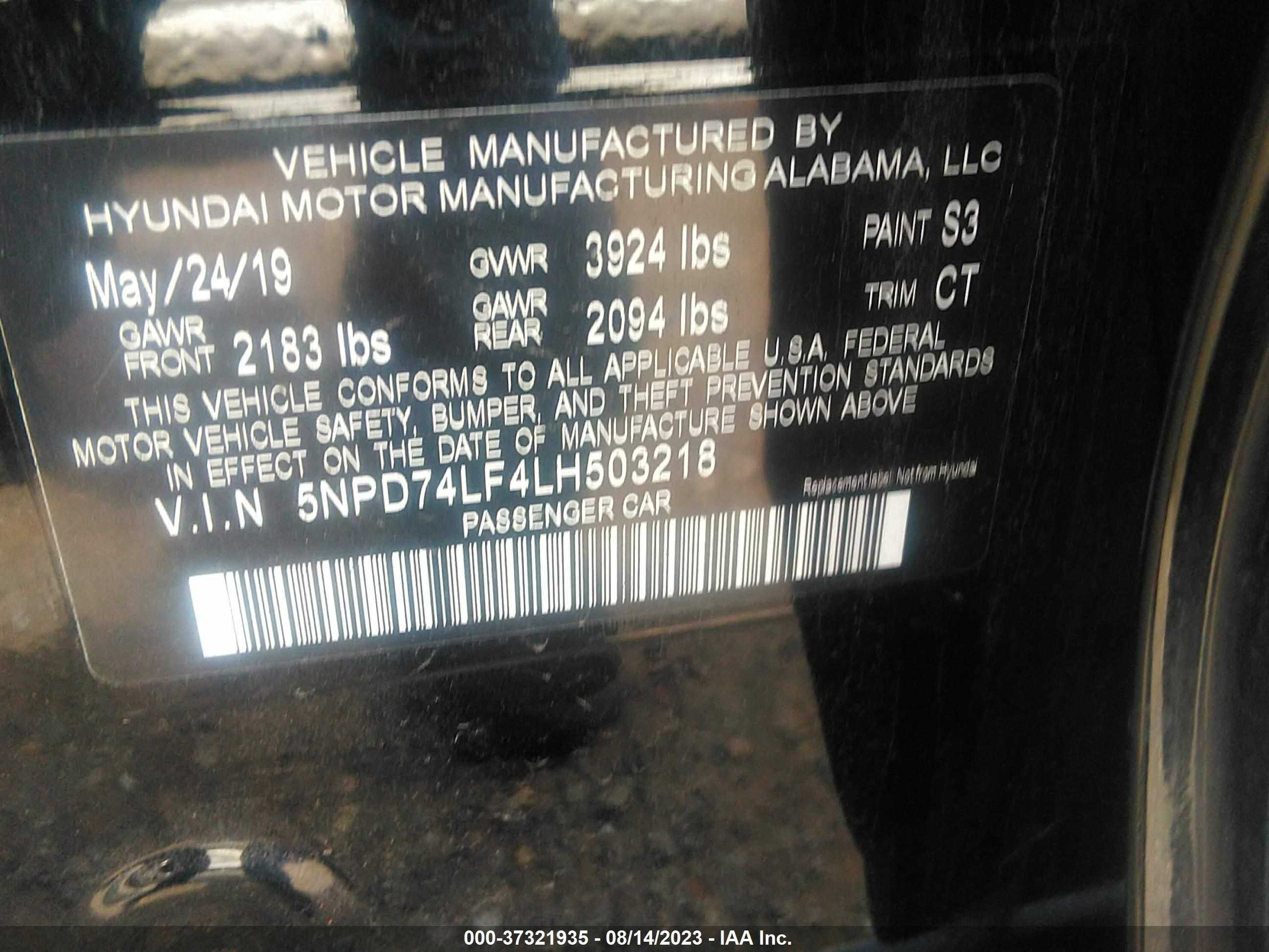 Photo 8 VIN: 5NPD74LF4LH503218 - HYUNDAI ELANTRA 