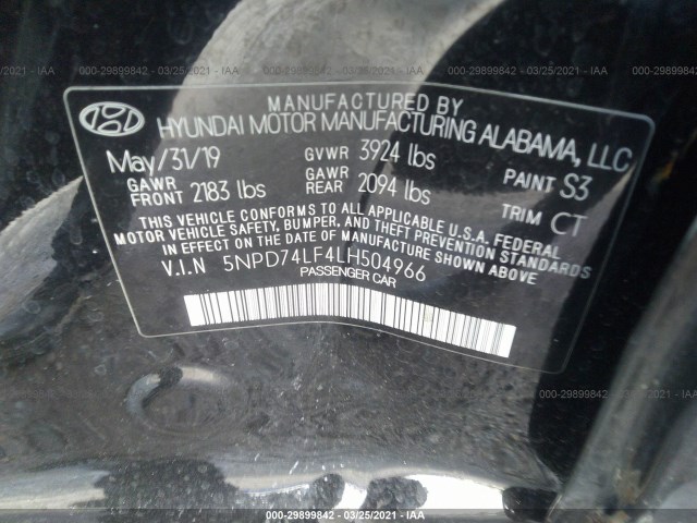 Photo 8 VIN: 5NPD74LF4LH504966 - HYUNDAI ELANTRA 