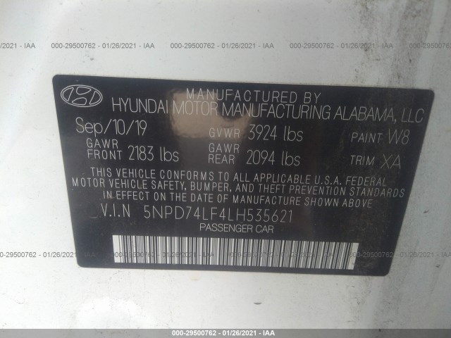 Photo 8 VIN: 5NPD74LF4LH535621 - HYUNDAI ELANTRA 