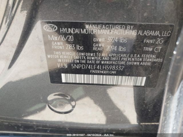 Photo 8 VIN: 5NPD74LF4LH598332 - HYUNDAI ELANTRA 