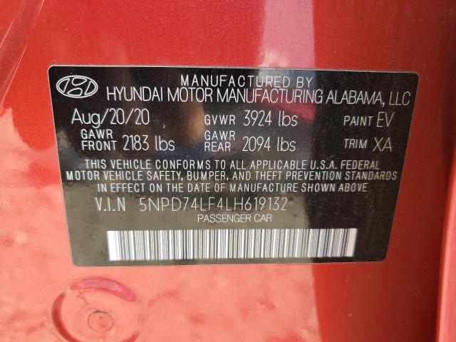 Photo 12 VIN: 5NPD74LF4LH619132 - HYUNDAI ELANTRA SE 