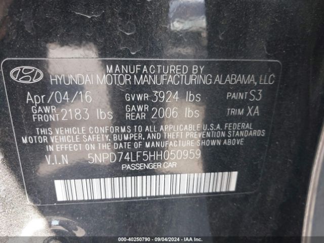 Photo 8 VIN: 5NPD74LF5HH050959 - HYUNDAI ELANTRA 