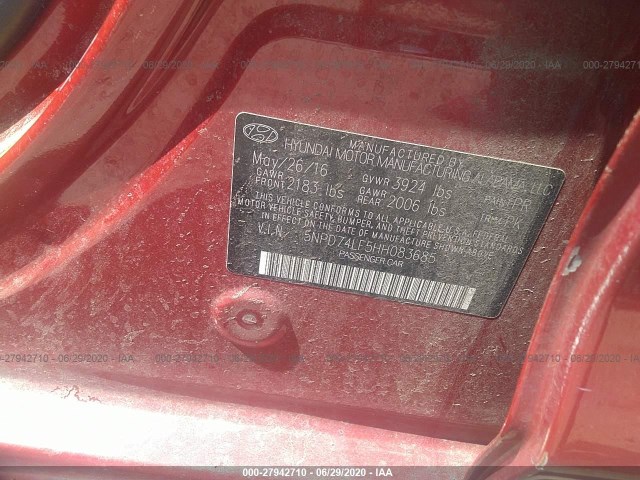 Photo 8 VIN: 5NPD74LF5HH083685 - HYUNDAI ELANTRA 