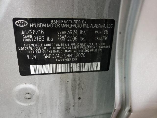 Photo 9 VIN: 5NPD74LF5HH112070 - HYUNDAI ELANTRA SE 