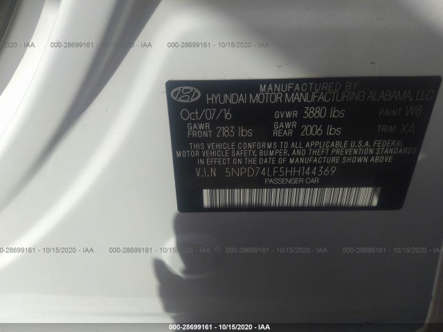 Photo 8 VIN: 5NPD74LF5HH144369 - HYUNDAI ELANTRA 