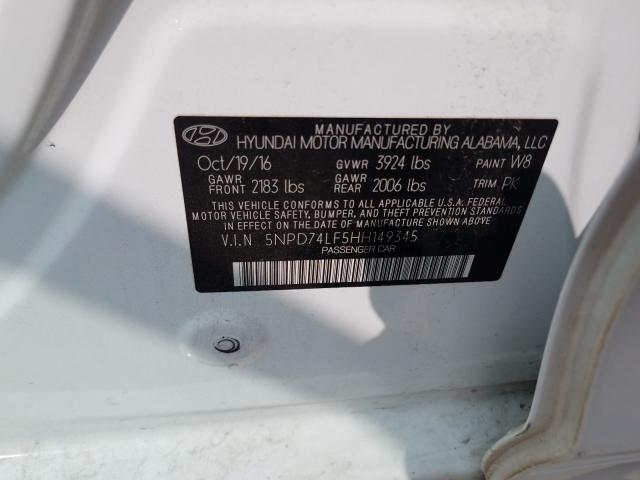 Photo 9 VIN: 5NPD74LF5HH149345 - HYUNDAI ELANTRA SE 