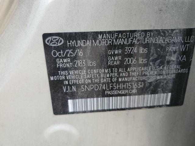 Photo 12 VIN: 5NPD74LF5HH151631 - HYUNDAI ELANTRA SE 