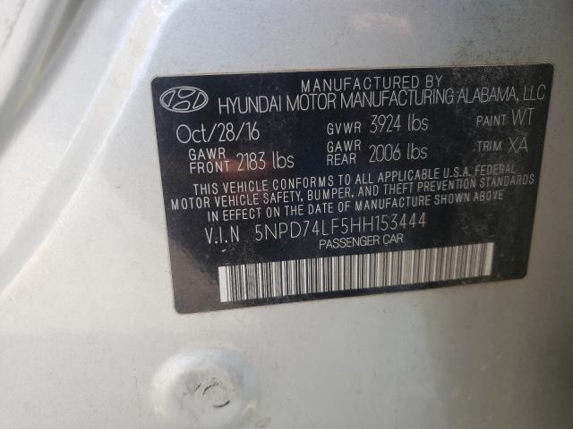 Photo 9 VIN: 5NPD74LF5HH153444 - HYUNDAI ELANTRA SE 