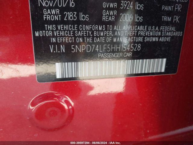 Photo 8 VIN: 5NPD74LF5HH154528 - HYUNDAI ELANTRA 