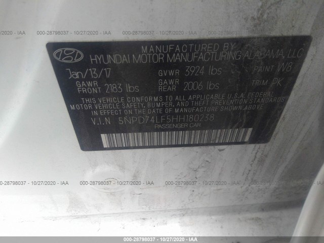 Photo 8 VIN: 5NPD74LF5HH180238 - HYUNDAI ELANTRA 