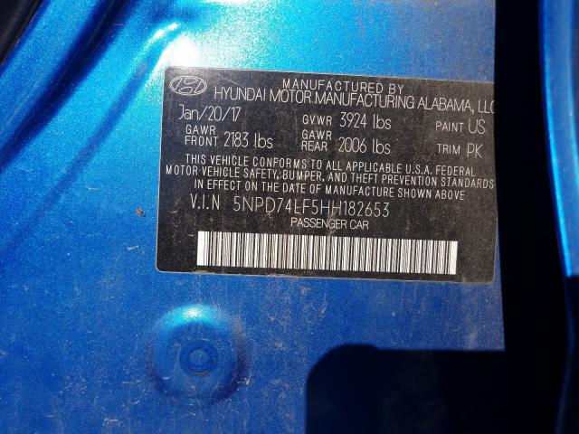 Photo 9 VIN: 5NPD74LF5HH182653 - HYUNDAI ELANTRA SE 