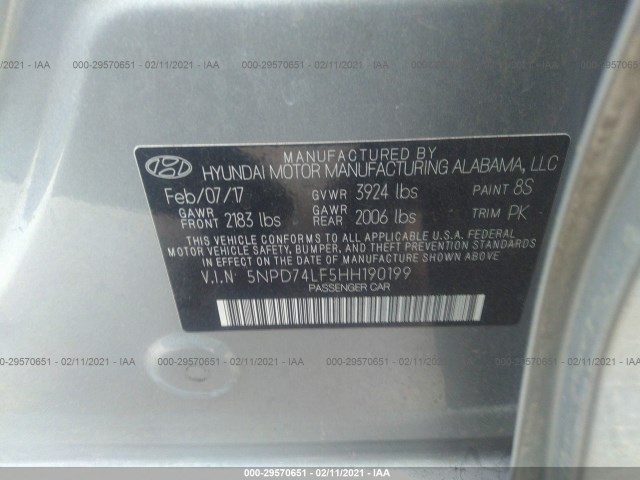 Photo 8 VIN: 5NPD74LF5HH190199 - HYUNDAI ELANTRA 