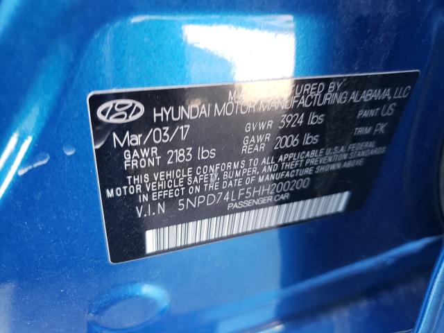 Photo 9 VIN: 5NPD74LF5HH200200 - HYUNDAI ELANTRA SE 