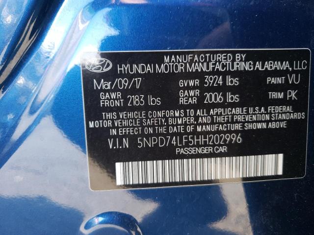 Photo 9 VIN: 5NPD74LF5HH202996 - HYUNDAI ELANTRA SE 