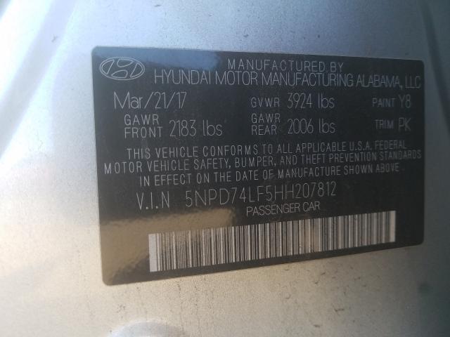 Photo 9 VIN: 5NPD74LF5HH207812 - HYUNDAI ELANTRA 