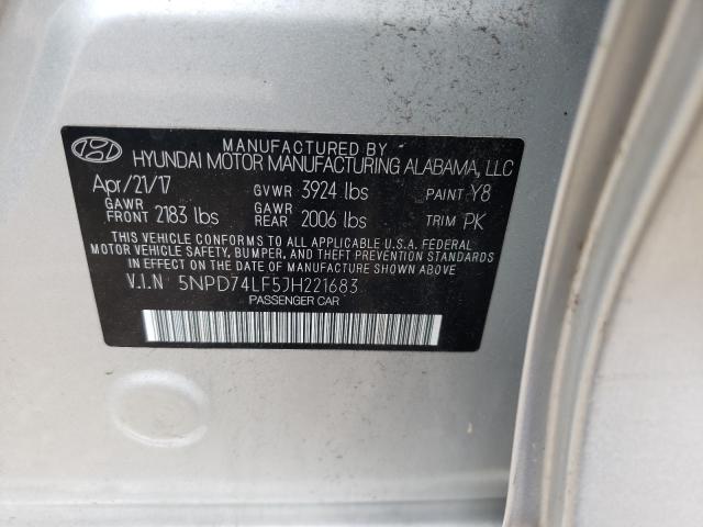 Photo 9 VIN: 5NPD74LF5JH221683 - HYUNDAI ELANTRA SE 