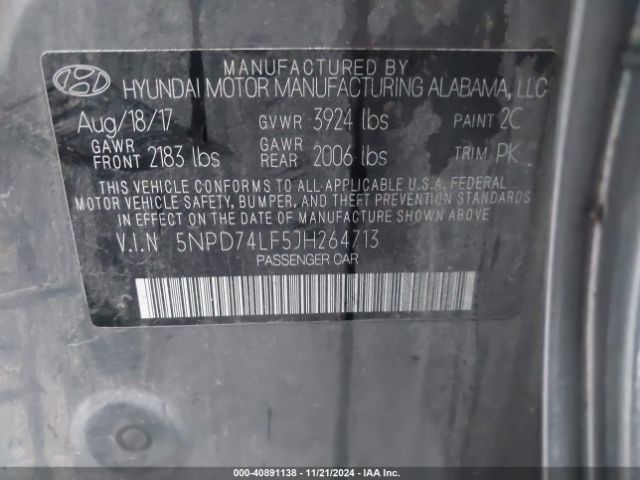 Photo 8 VIN: 5NPD74LF5JH264713 - HYUNDAI ELANTRA 