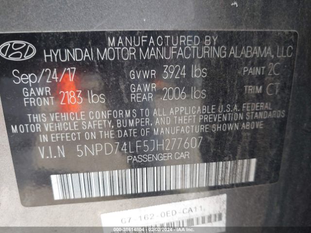 Photo 8 VIN: 5NPD74LF5JH277607 - HYUNDAI ELANTRA 