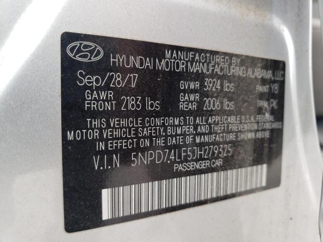 Photo 9 VIN: 5NPD74LF5JH279325 - HYUNDAI ELANTRA SE 