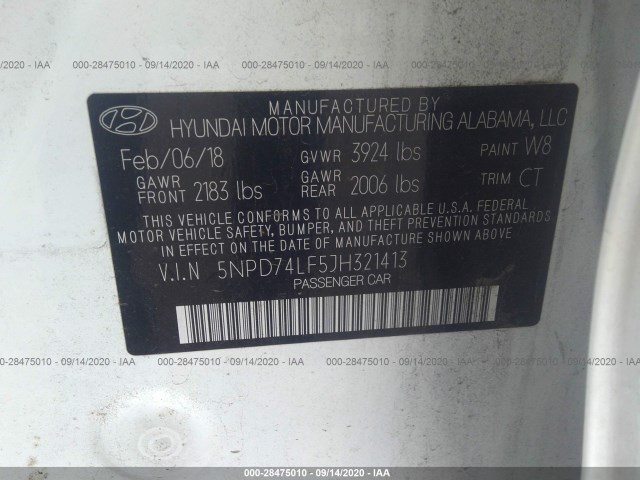 Photo 8 VIN: 5NPD74LF5JH321413 - HYUNDAI ELANTRA 