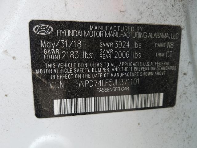 Photo 9 VIN: 5NPD74LF5JH371101 - HYUNDAI ELANTRA SE 