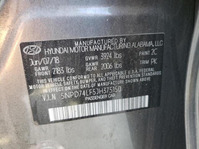 Photo 9 VIN: 5NPD74LF5JH375150 - HYUNDAI ELANTRA SE 