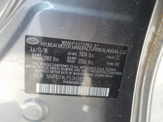 Photo 9 VIN: 5NPD74LF5JH385239 - HYUNDAI ELANTRA SE 