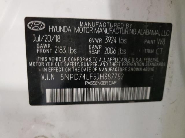 Photo 11 VIN: 5NPD74LF5JH387752 - HYUNDAI ELANTRA 