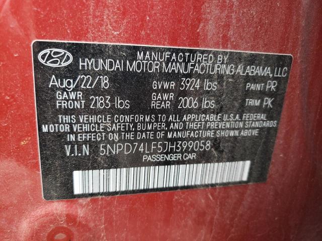 Photo 12 VIN: 5NPD74LF5JH399058 - HYUNDAI ELANTRA 