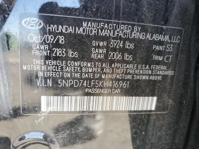 Photo 12 VIN: 5NPD74LF5KH416961 - HYUNDAI ELANTRA 