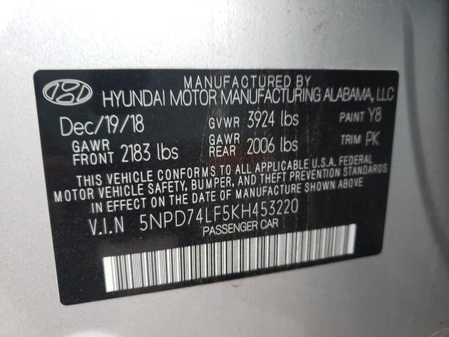 Photo 9 VIN: 5NPD74LF5KH453220 - HYUNDAI ELANTRA SE 