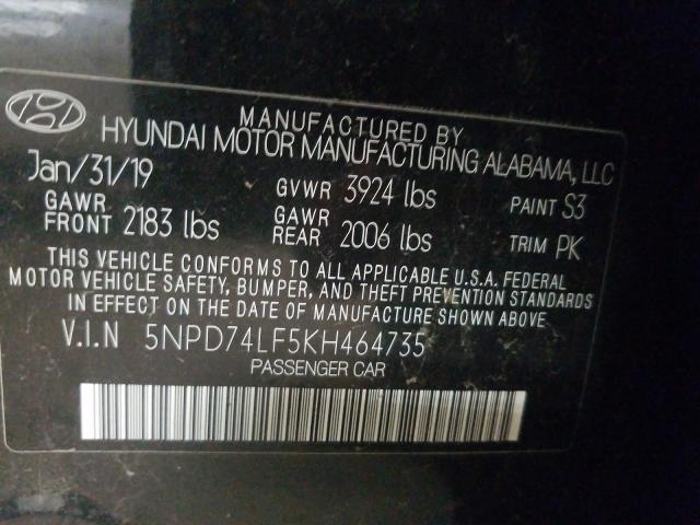 Photo 9 VIN: 5NPD74LF5KH464735 - HYUNDAI ELANTRA SE 