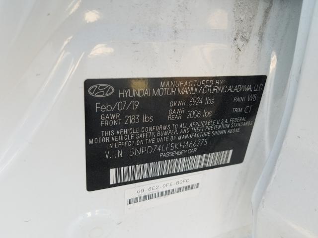 Photo 9 VIN: 5NPD74LF5KH466775 - HYUNDAI ELANTRA SE 