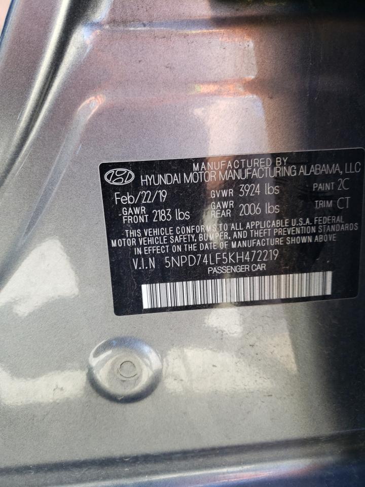 Photo 12 VIN: 5NPD74LF5KH472219 - HYUNDAI ELANTRA 