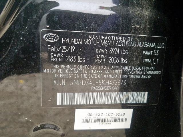 Photo 9 VIN: 5NPD74LF5KH472673 - HYUNDAI ELANTRA SE 