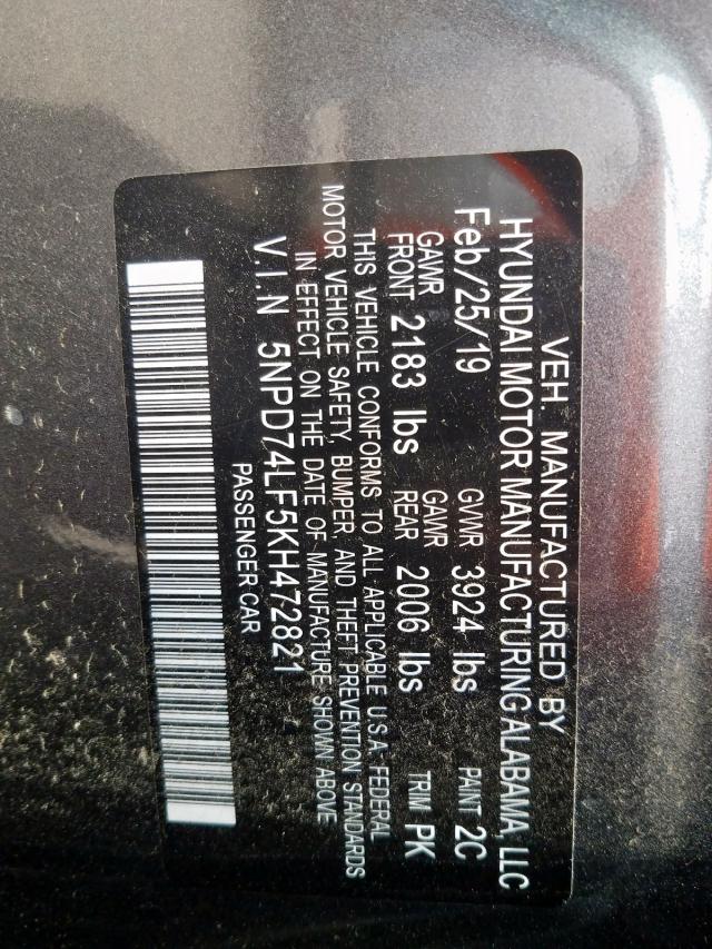 Photo 9 VIN: 5NPD74LF5KH472821 - HYUNDAI ELANTRA SE 