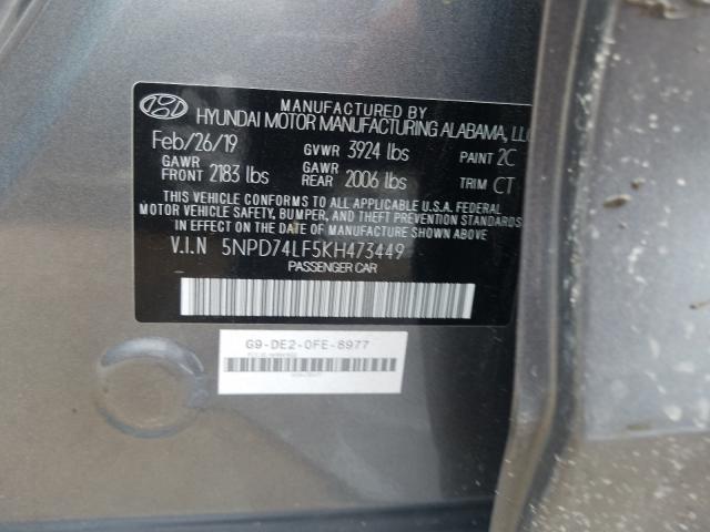 Photo 9 VIN: 5NPD74LF5KH473449 - HYUNDAI ELANTRA SE 