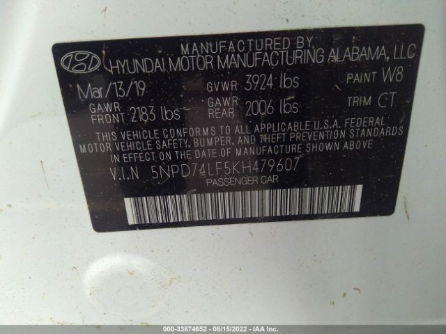 Photo 8 VIN: 5NPD74LF5KH479607 - HYUNDAI ELANTRA 